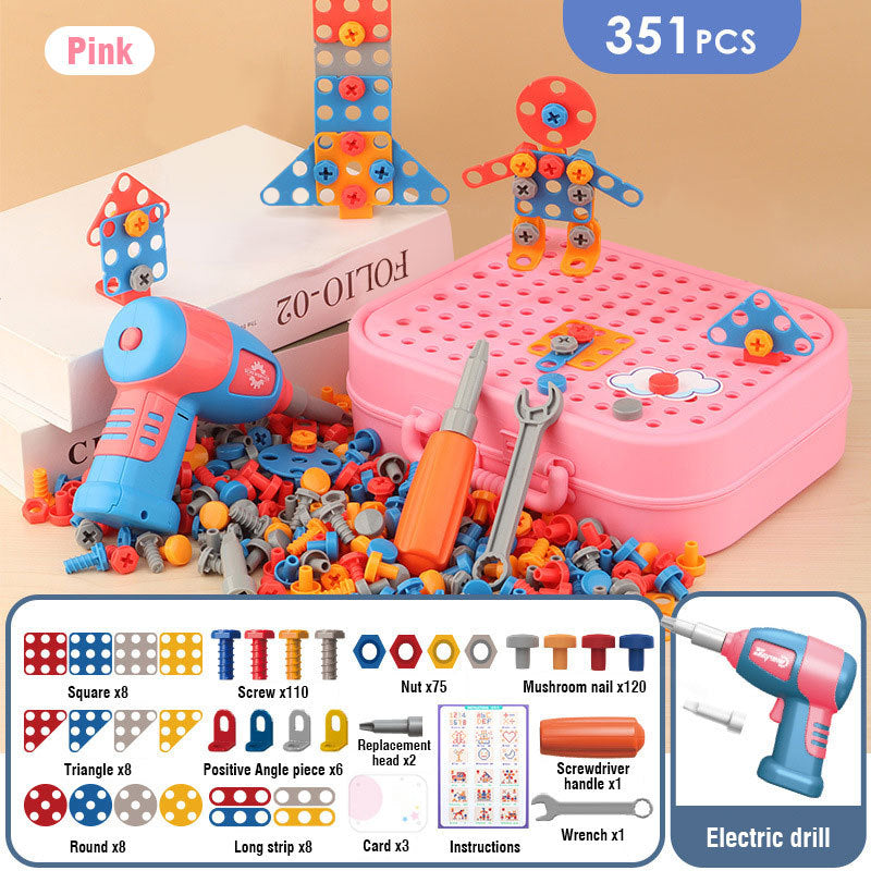 🔧 Electric Drill & Screwdriver Toy Set – 203-Piece STEM Building Kit for Kids