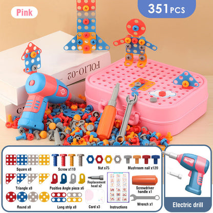 🔧 Electric Drill & Screwdriver Toy Set – 203-Piece STEM Building Kit for Kids