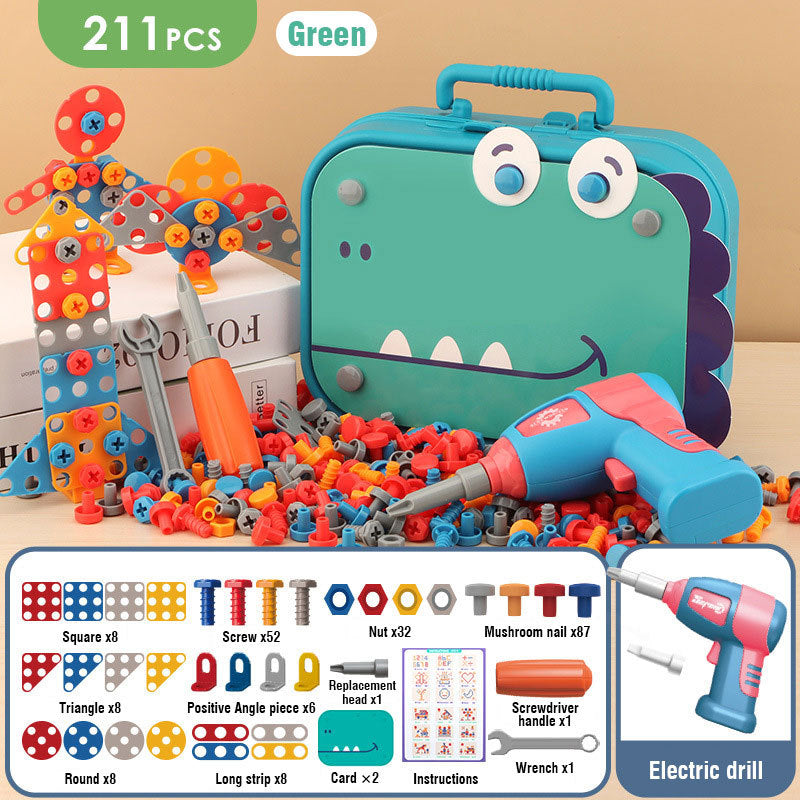 🔧 Electric Drill & Screwdriver Toy Set – 203-Piece STEM Building Kit for Kids