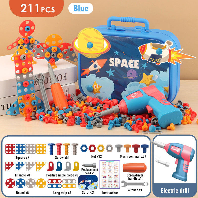 🔧 Electric Drill & Screwdriver Toy Set – 203-Piece STEM Building Kit for Kids