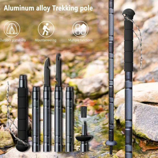 Multifunctional Hiking Trekking Poles Lightweight Collapsible Walking Stick