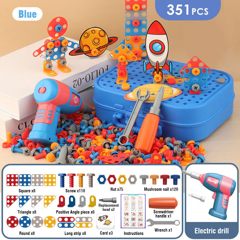 🔧 Electric Drill & Screwdriver Toy Set – 203-Piece STEM Building Kit for Kids