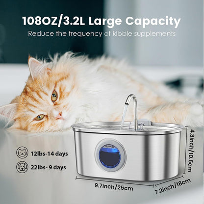 Stainless Steel Cat Water Fountain – Vet-Approved Hydration for Healthy Pets